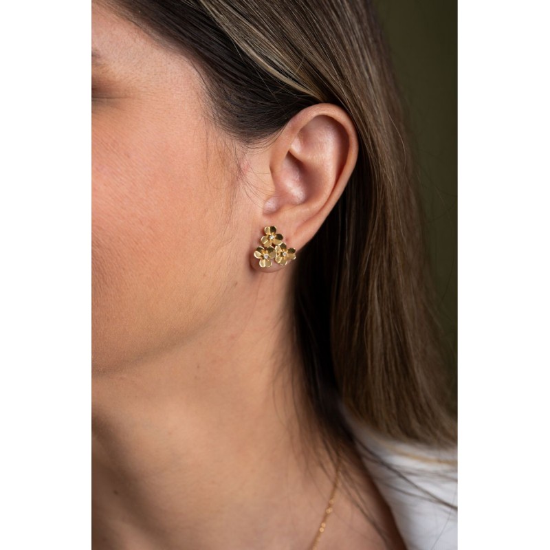 Brinco Floral com Diamantes